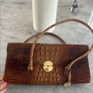 Elegant Brown Crocodile Leather Handbag